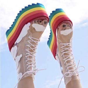 Colorful Rainbow Platform Women's Shoes